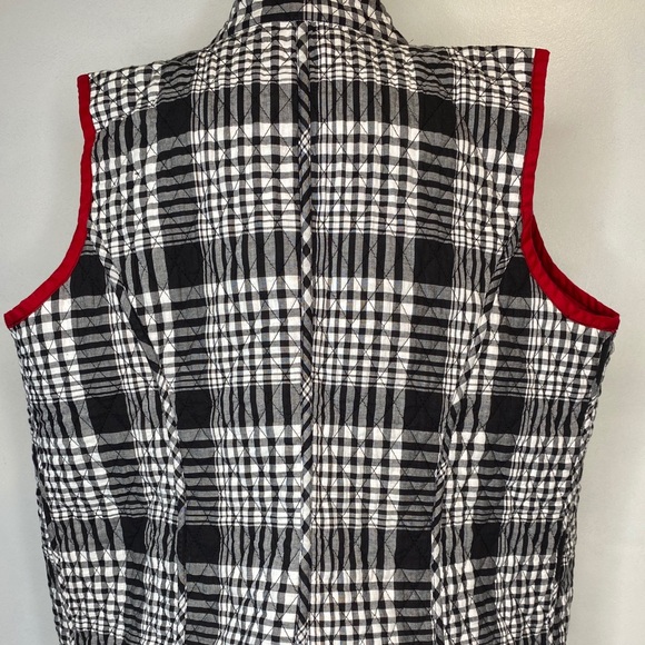 Plaid black and white quilted vest REVERSIBLE red - Picture 4 of 12